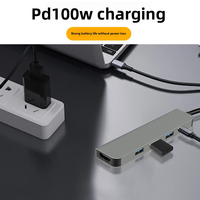 5 in 1 Type C Hub Splitter USB 3.0 Adapter Laptop Kompatibel Pembaca Kartu USB TF SD Bahan ABS Docking Station Stok Tersedia