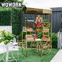 Chariot à bonbons floral WOWORK 2026 pour la décoration de fête de mariage, de fête d'anniversaire et d'événements, avec un design personnalisé pour la présentation de desserts en extérieur
