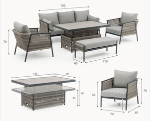 Conjunto de Muebles de Jardín Impermeables, Sofá de Jardín de Cuerda con Mesa de Centro, Sofá Exterior, <span class=keywords><strong>Grupo</strong></span> de Asientos para Balcón - Product Image 5