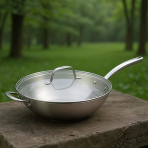 Wok Inox 1 manche avec couvercle (32cm) EVELIA Chrome poli 012905040032 - Product Image 3