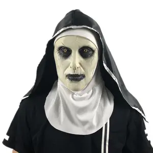 Venta al por mayor de miedo halloween foto-Máscara de látex para Halloween, Mascarillas de Cosplay de Horror, Valak, con diadema, venta al por mayor y envío directo