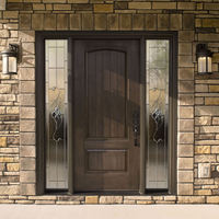 Customize American Style Exterior Timber Door With Sidelight for Houses Villas