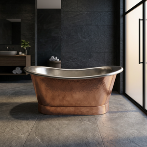 Bañera Ovalada de Cobre con Tapa - Significativamente Más Ligera que la Hierro Fundido, Portátil y Duradera para Instalación en Pisos Superiores - I H C - Product Image 1