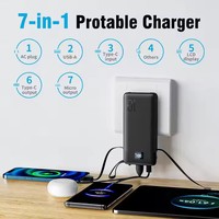 Chargeur de voyage portable batterie pliable prise ca chargeur mural et câble intégré banque d'alimentation 2 en 1 10000mAh