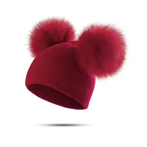 Fabbricazione personalizzata rosso rosa lana carino 5 mesi neonato berretto invernale cappello yiwu kid moda pazzo cappello per bambini