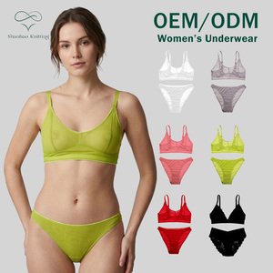 Shanhao OEM Women's Underwear Set U-neck Sexy See-through Underwear Sets Breathable Mesh Wire-free Low-waist Bras Sets for Women