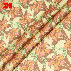 Kahn 2021 Hot Koop 100% Polyester Bloemen Gedrukt Zijde Satijn Stof Digital Printing Voor Jurk