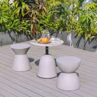 Mobilier d'extérieur rond gris béton GFRC Table basse et chaise avec résistance à l'eau parfaite