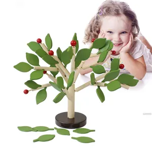 운동 어린이 실습 능력 사과 나무 교육 장난감 몬테소리 나무 크리 에이 티브 3D 잎 장난감