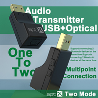 Transmisor de Audio Inalámbrico USB y de Fibra Óptica Compatible con PS3/4, Xbox, Chip Qualcomm, Conexión AptX, Adaptador Inalámbrico para PC/TV