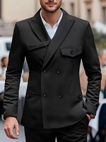 Blazer Homme Croisé à Double Boutonnage avec Bretelles Personnalisables, Veste de Costume Formelle à Revers Pointus Unique pour Mariage et Soirée d'Affaires