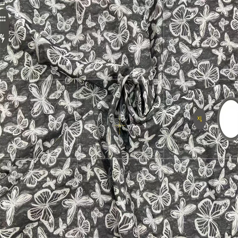 Gold Embossed Brocade Nylon 3D Butterfly Polyamide Rayon Polyester Cotton Viscose Jacquard Fabrics