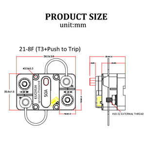 Disjoncteur audio automobile 30A 32VDC à réinitialisation manuelle pour <span class=keywords><strong>caravane</strong></span> - Product Image 2