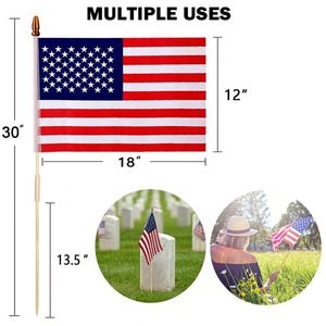 Banderas de Poliéster de Alta Calidad con Tamaño Personalizado, Banderas Estadounidenses para el 4 de Julio, Decoraciones Promocionales y Publicitarias, Banderas Americanas de Mano de 8x12 Pulgadas con Palo - Product Image 3