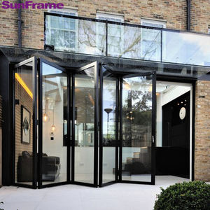 Современная наружная алюминиевая двустворчатая дверь патио с двухслойным звуконепроницаемым стеклом Складная внешняя конструкция аккордеона - Product Image 2