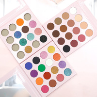 Palette de fards à paupières en poudre minérale 16 teintes, godets de 26 mm, haute intensité de couleur, finis mat, métallique et pailleté, personnalisable en blanc, vente en gros