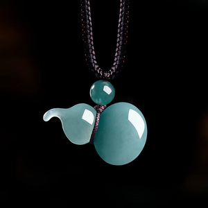 Colgante de Calabaza Fu Lu de Jade Azul Natural Grado A, Chapado en Oro, Estilo Hip Hop, con Textura de Hielo, Regalo de Piedra Preciosa para Hombres y Mujeres - Product Image 1