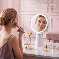Miroir de maquillage de table avec éclairage à 3 couleurs à intensité variable en continu, miroir rechargeable 2000 mAh, miroir double face avec lumières