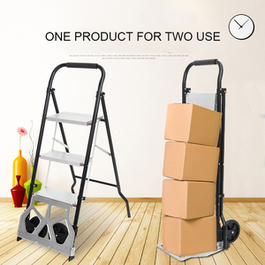 Portable Folding Quick Shipping 3 Step Multifunction Cart Home <strong>Small</strong> Aluminum Ladder <strong>Trolley</strong> - Product Image 2