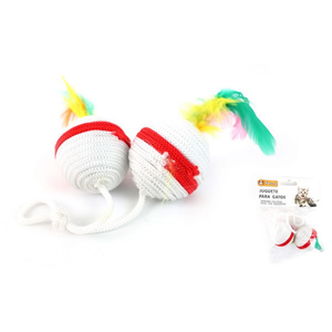 Jouet pour chat Yommy Rope Ball 4,3 cm avec plumes - Product Image 2