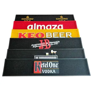 Custom design soft pvc non- slip beer drinking promotional bar mat with custom branded logo for bar accessories