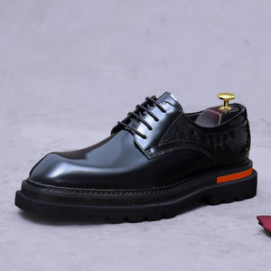 Chaussures en cuir Oxford pour hommes de haute qualité en cuir véritable à la mode poli imprimé au Laser rétro polyvalent élégant respirant - Product Image 6