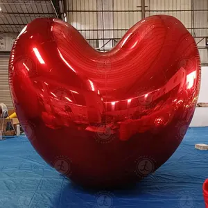 Verjaardag Huwelijksfeest Decoratie Spiegel Hartvorm Decoratieve Reclame Gigantische Opblaasbare Rode Ballon