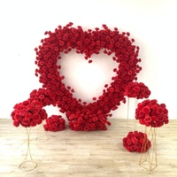 Dekorasi Bunga Mawar Sutra Buatan Ungu Romantis 8ft A-2035,  Standing Bunga Hati untuk Lamaran Pernikahan, Latar Belakang Dekorasi Pernikahan, Gapura Bunga Hati