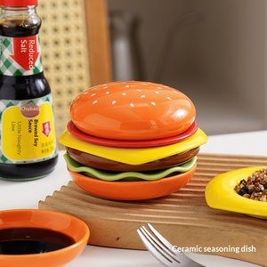 Juego de Platos de Cerámica Creativos con Forma de Hamburguesa 3D, Platos y Tazones Divididos para Postre, Regalo para Fiestas, Vajilla para Hogar y Oficina, en Stock - Product Image 3