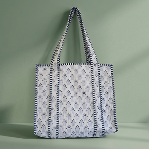 Sacs fourre-tout multifonctionnels pour femmes, faits à la main en Inde, en coton matelassé, écologiques, pliables, avec fermeture éclair, pour l'été - Product Image 3