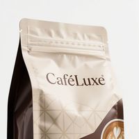 Sachet d'emballage plastique à fond plat personnalisé pour café et aliments secs, sachet refermable à haute barrière en aluminium