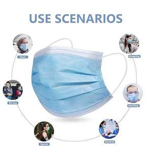 Vente directe de masques civils pour usage quotidien à domicile, anti-poussière et anti-salive, en tissu non tissé, masques bleus civils emballés - Product Image 2