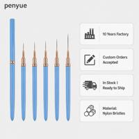 UNA GELLA – Lot de 5 stylos liner professionnels pour nail art, métalliques, avec pinceaux fins pour détails de vernis gel, tailles 7-25 mm