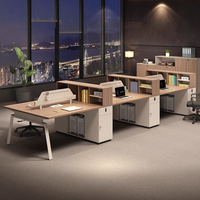 Ensemble bureau et chaise en bois moderne avec conception détachable, boîte à câbles, support d'écran, support de carte pour usage commercial