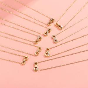 Unisex sonsuz döngüsü titanyum çelik kolye 8-Figure zirkon inci moda paslanmaz çelik köprükemiği tasarım budist hediye - Product Image 2