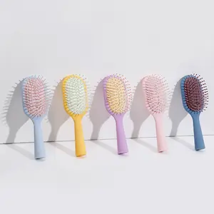 Cepillo de pelo para niña, cepillo de pelo con acabado mate, portátil, tamaño de viaje, 5 macarrones de colores, cojín, masaje, novedad