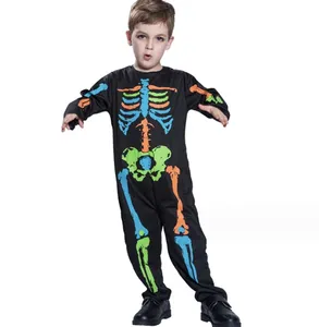 Halloween costumes Gender-neutral kids colorful skull skeleton onesie theme party school activities play costumes