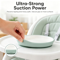 Assiette bébé en céramique OEM/ODM, assiette d'alimentation bébé en silicone avec base à ventouse, sans BPA, ensemble d'assiettes pour enfants, pour les tout-petits