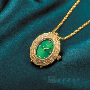 <span class=keywords><strong>Montre</strong></span>-collier en acier inoxydable avec <span class=keywords><strong>pendentif</strong></span> à breloque, cadran à aiguilles à quartz Miyota, bijoux de mode hip-hop personnalisés pour femmes - Product Image 1