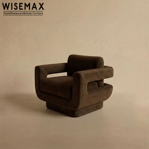 كرسي فردي عصري من WISEMAX <span class=keywords><strong>FURNITURE</strong></span> بإطار خشبي صلب وقماش مخملي، كرسي استرخاء بمسند ذراع للشقق والمستودعات - Product Image 4