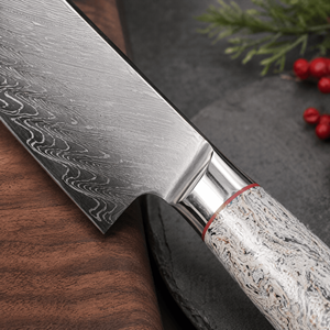 Ensemble <span class=keywords><strong>de</strong></span> couteaux <span class=keywords><strong>de</strong></span> chef ZHIYUAN <span class=keywords><strong>de</strong></span> haute qualité en acier Damas, lames en acier inoxydable <span class=keywords><strong>de</strong></span> 7/8 pouces, forgées à froid, pour une utilisation domestique en cuisine - Product Image 2