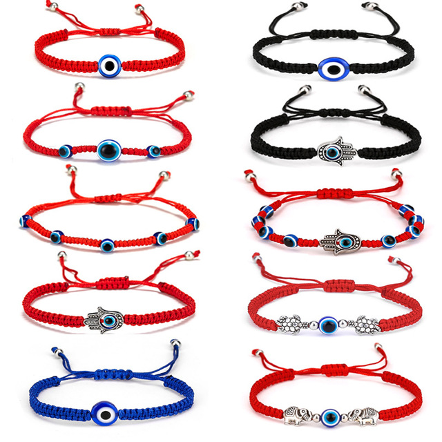 Rinhoo Evil Eye Bracelet Adjustable Lucky Handmade Red String Kabbalah Protection Bracelet Family Women Men Wholesale Bracelet