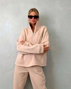 Ensemble de survêtement pour femme RUIQUWIN, automne, poids lourd, respirant, manches longues, col montant, fermeture éclair, coupe ample, doux, confortable, sweat-shirt - Product Image 4