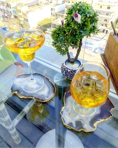 Posavasos de ágata chapado en oro con borde de ágata galvanizado, posavasos para bebidas con plataforma de oro pulido, venta al por mayor - Product Image 5