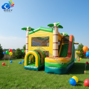 Château Gonflable Palm Tree Party Rental avec Toboggan et Structure de Rebond Jungle à Vendre - Product Image 1