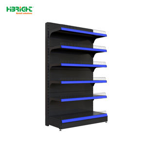 Heavy Duty Gondola Shelving Supermarket Display <b>Rack</b> Black Yellow Retail Store <b>Shelf</b> Double Sided Freestanding - Product Image 6