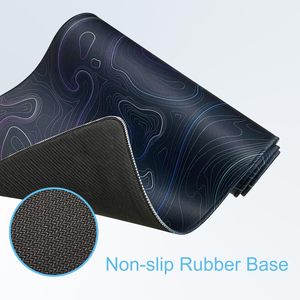 Tapis de souris de jeu <span class=keywords><strong>XXL</strong></span> personnalisé violet topographique avec repose-poignet, base en caoutchouc antidérapante, bord cousu, imperméable et résistant aux rayures - Product Image 2