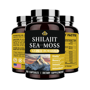 Cápsulas Dietéticas Sin Gluten con Shilajit, Musgo Marino y Ashwagandha para Adultos, Energía, Vitalidad, Apoyo Inmunológico y Rendimiento Óptimo, GMP - Product Image 1