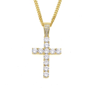 C & J Spot supply hip hop baru zircon liontin salib batu klub malam kalung pria - Product Image 1