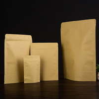 Sac de rangement refermable écologique en papier kraft brun avec fermeture à glissière pour noix, café, snacks, emballage alimentaire